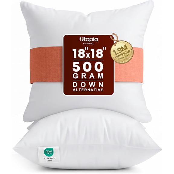 Utopia Bedding 18x18 White Throw Pillow Inserts (Set of 2) – Soft Decorative Pillow Inserts for Couch, Sofa & Bed