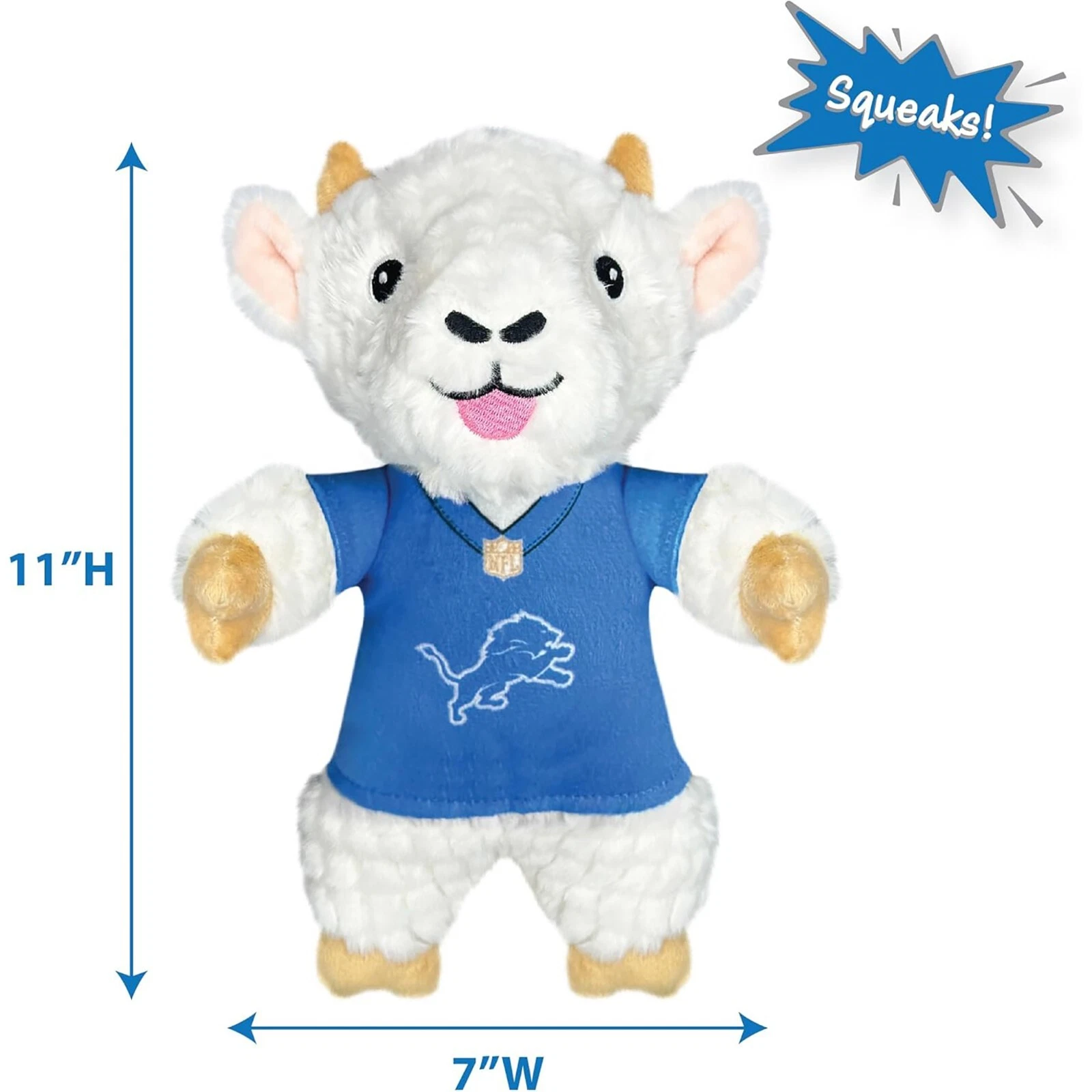 Pets First NFL Goat Plush Toys for Dogs & Cats Dog Chew Toys with Inner Squeaker