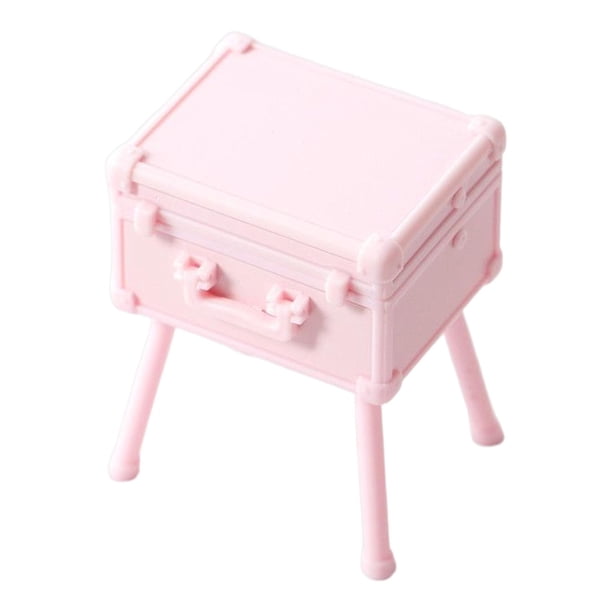Estuche de maquillaje en miniatura para casa de muñecas escala 1/12, juego de muebles para muñecas, miniatura independiente Rosado