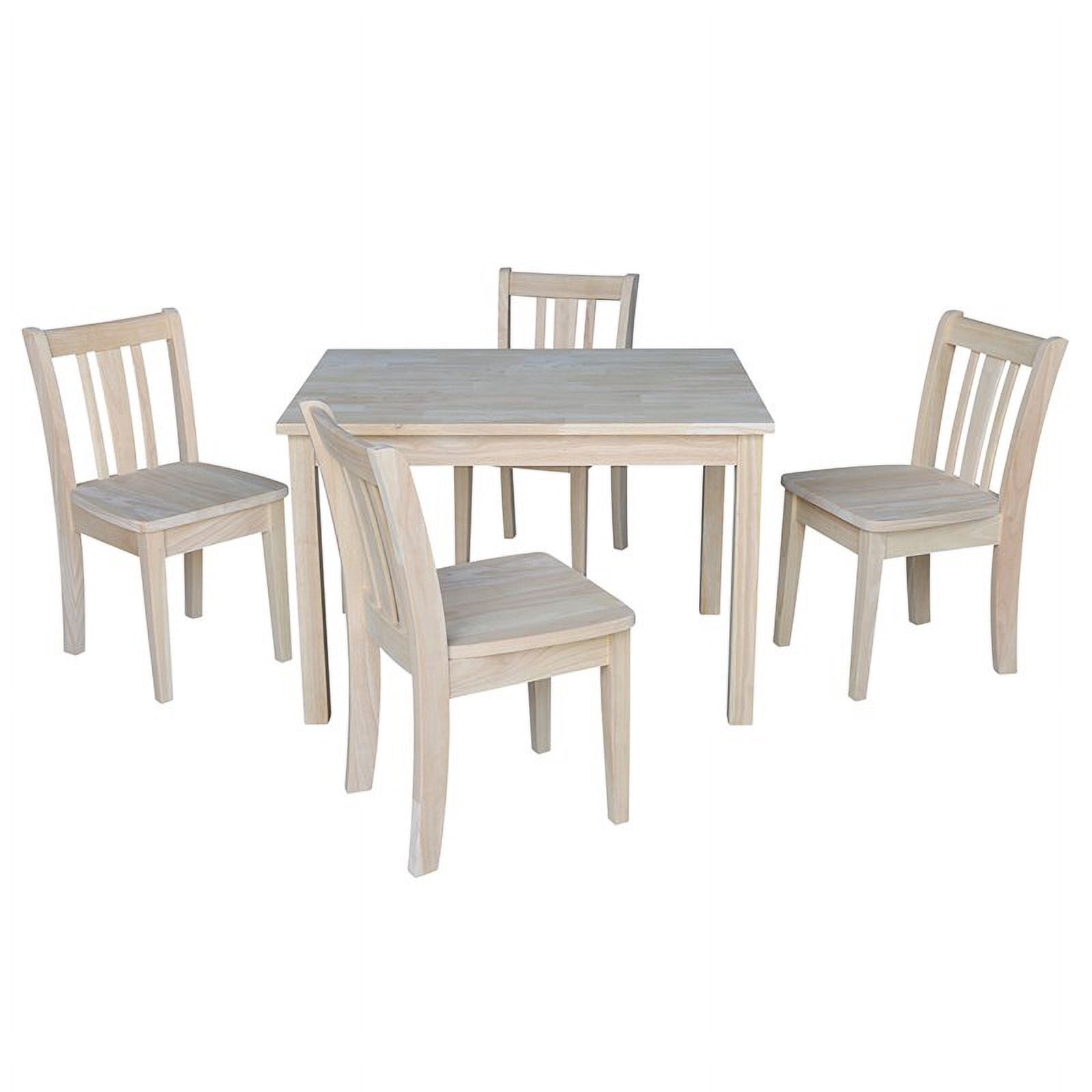 International Concepts Indoor Wood Kids 22.2"H Table with 4 Chairs in Unfinished - 5 Piece Set