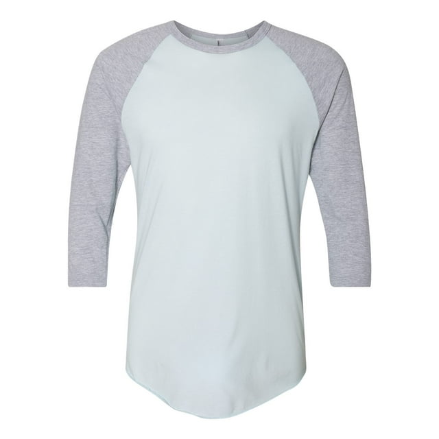 5050 Raglan Three-Quarter Sleeve Tee, 2XL, Light BlueHeather Grey