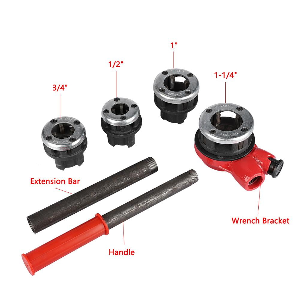 Kritne Pipe Threading Dies, 4 Dies Manual Plumber Pipe Threading Kit 1/