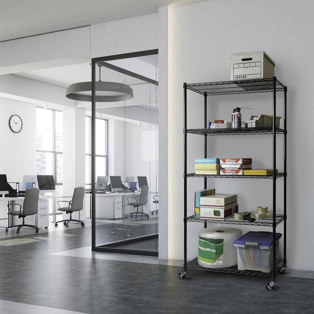 Seville Classics 5-Tier NSF Steel Shelving - Black - 72" H x 36" W x 18" D