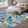 thumbnail image 4 of 6'x9' Area Rugs, Blue Teal Geometric Indoor Outdoor Area Rug for Living Room Bedroom, Grey Marble Abstract Art Modern Washable Bathroom Rugs Kitchen Floor Carpet Mats Home Decor Aesthetic, 4 of 8