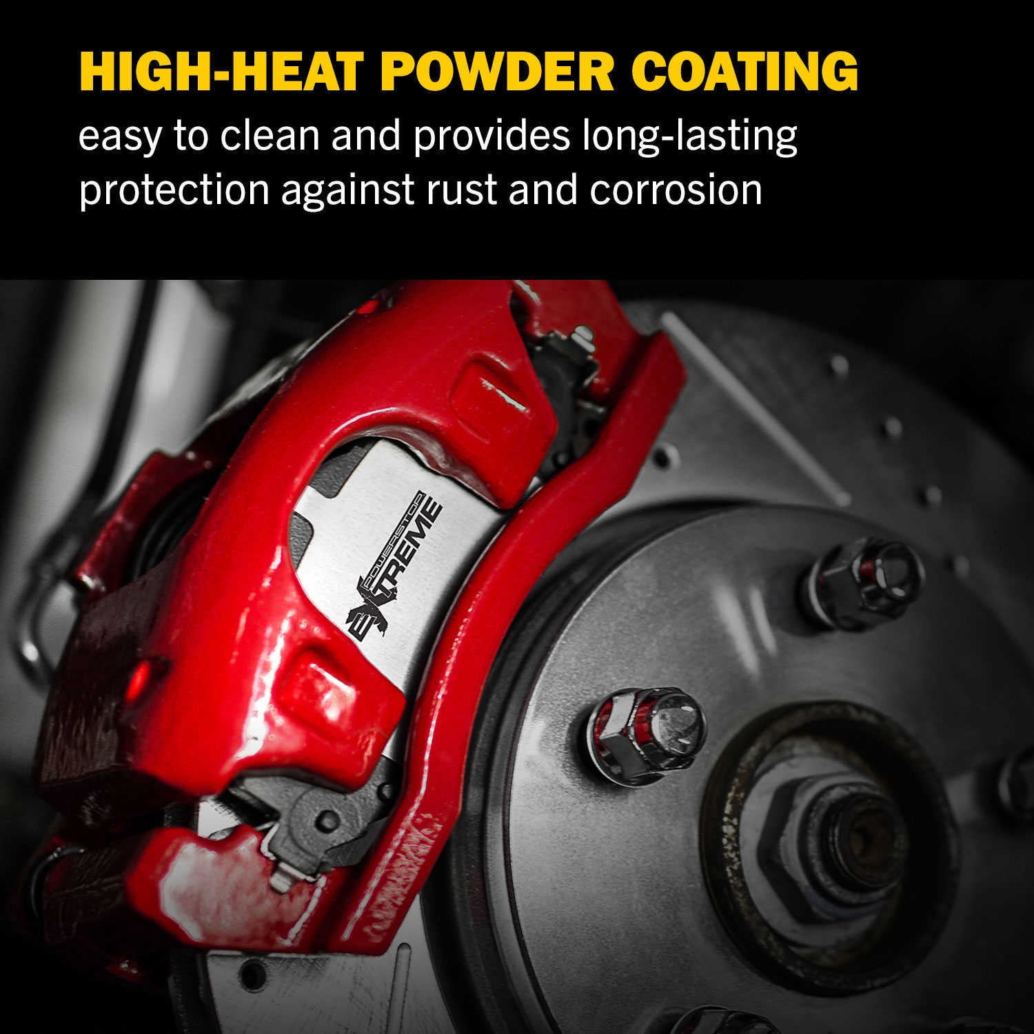 PowerStop S2970 Powder Coated Brake Caliper Pair - Rear Red