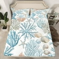 thumbnail image 2 of Erosebridal Ocean Coral Sheet Set Twin, Light Blue Bedding Sets Twin Size, Cute Seashell Decor 3 Pieces, 2 of 7