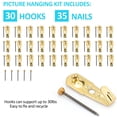 thumbnail image 4 of Colgadores de cuadros de 30 lb (juego de 30) Ganchos profesionales para colgar cuadros con clavos Colgadores de cuadros premium para paneles de yeso Ganchos de pared de madera para colgar marcos de cu, 4 of 7