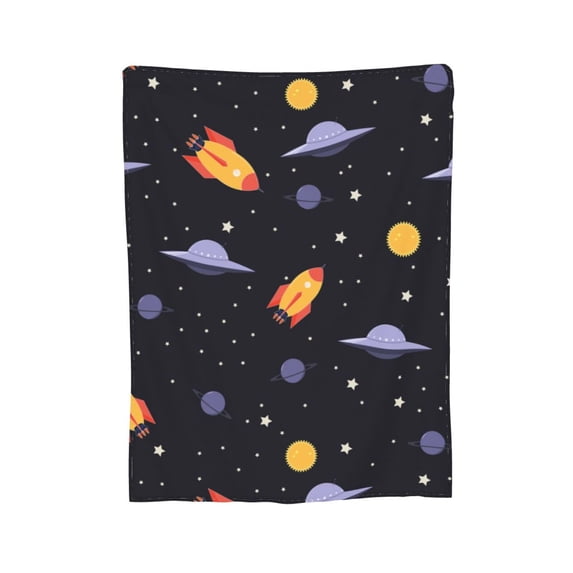 XMXY Fleece Throw Blanket for Couch, UFO Rockets Spaceships Lightweight Plush Fuzzy Cozy Soft Bed Blankets and Throws for Sofa, 50"x40" inches