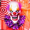 thumbnail image 4 of Haunted Hill Farm 20-In. Hanging Talking Clown Head, Touch-Activated with Voice Greetings, Halloween animatronic outdoor, HHDHCLOWN-3LSA, 4 of 12