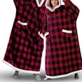 thumbnail image 4 of Extra Long Wearable Blanket with Thick Sherpa Fabric, Cloud-Like Softness Hoodie Sweatshirt with Elastic Sleeves and Giant Pockets, Perfect for TV Blanket Use (Gray Melange), 4 of 4