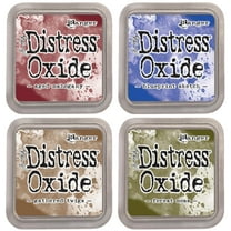 Tim Holtz Ranger Distress Oxide Ink Bundle - Four 3" x 3" Pads C - Classic : Aged Mahogany, Blueprint Sketch, Forest Moss, and Gathered Twigs