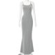 thumbnail image 4 of Vestido Largo Con Cola De Pez Vestido ajustado sin espalda Estilo de salón sexy Traje diario de color sólido (Gris L) Kuymtek para Mujer Gris T S, 4 of 9