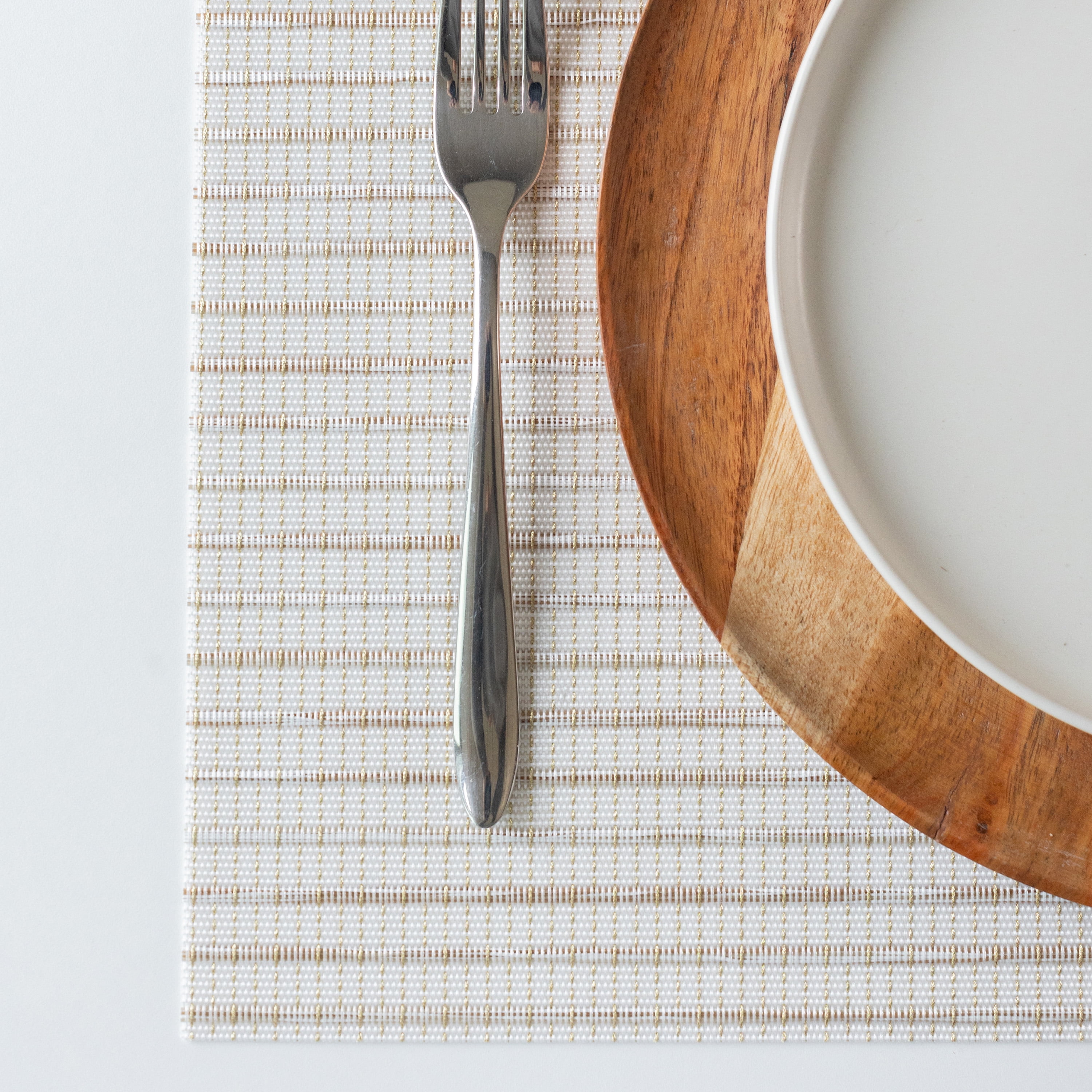 Mainstays Ciclo Woven Vinyl Table Placemat, Vanilla, 13 in x 18 in