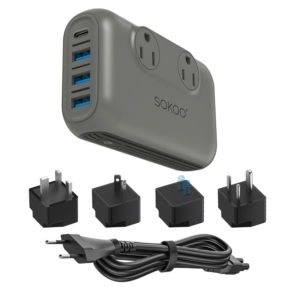 SOKOO 230W Power Converter Step Down 220V to 110V Voltage Converter with USB-C & International Travel Adapter Kits for US Appliances Overseas Use
