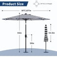 thumbnail image 5 of 9Ft Patio Umbrella - 8 Sturdy Ribs Outdoor Table Umbrella with Crank LiFt & Push Button Tilt - Market Umbrella for Pool, Deck, Yard, Garden - Black & White Stripe, 5 of 7