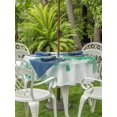 thumbnail image 3 of Outdoor Tablecloth with Umbrella Hole for Patio/Picnic/Party/Camping, Turquoise Floral Waterproof Table Cloth Round Cover Washable, Modern Abstract Art Flowers Aesthetic (Dia 54"), 3 of 9