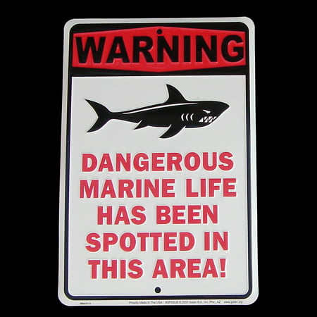 Sharks Spotted Warning Sign Shark Tooth Teeth Bite Surfboard/Tiki Bar/Pub