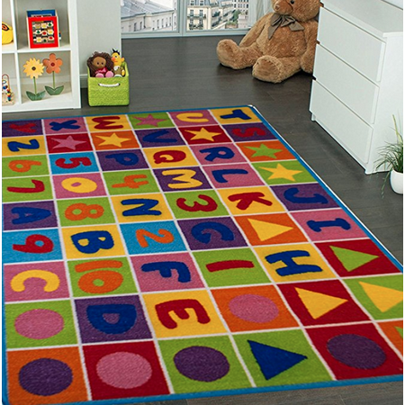 Kids Rugs Kids Rug Area Rugs Non Skid Gel Backing Number and Letters 8' x 10' approx (7'2