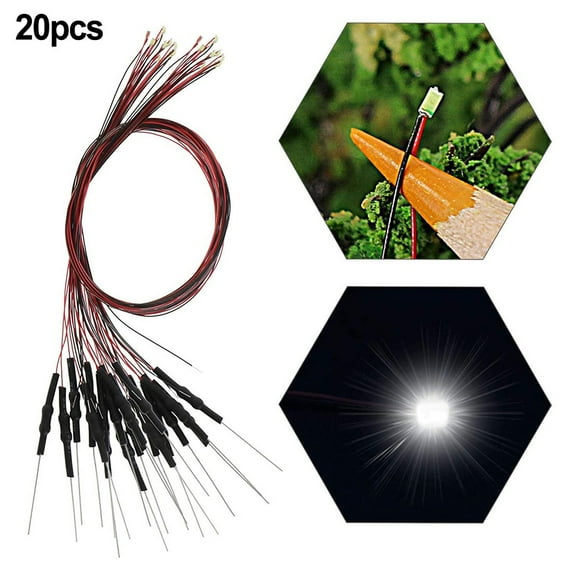 20 Pcs Prewired SMD LED 0402 Warm White Light Emitting Diode 12V Wired Leads