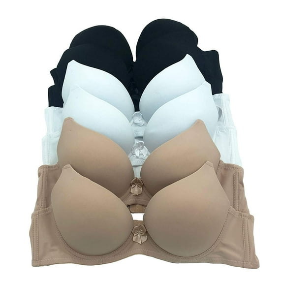 6 Pieces Gift ADD 1 Cup Full Cup Demi Wired Double Pushup Push Up Bra B/C (38B)