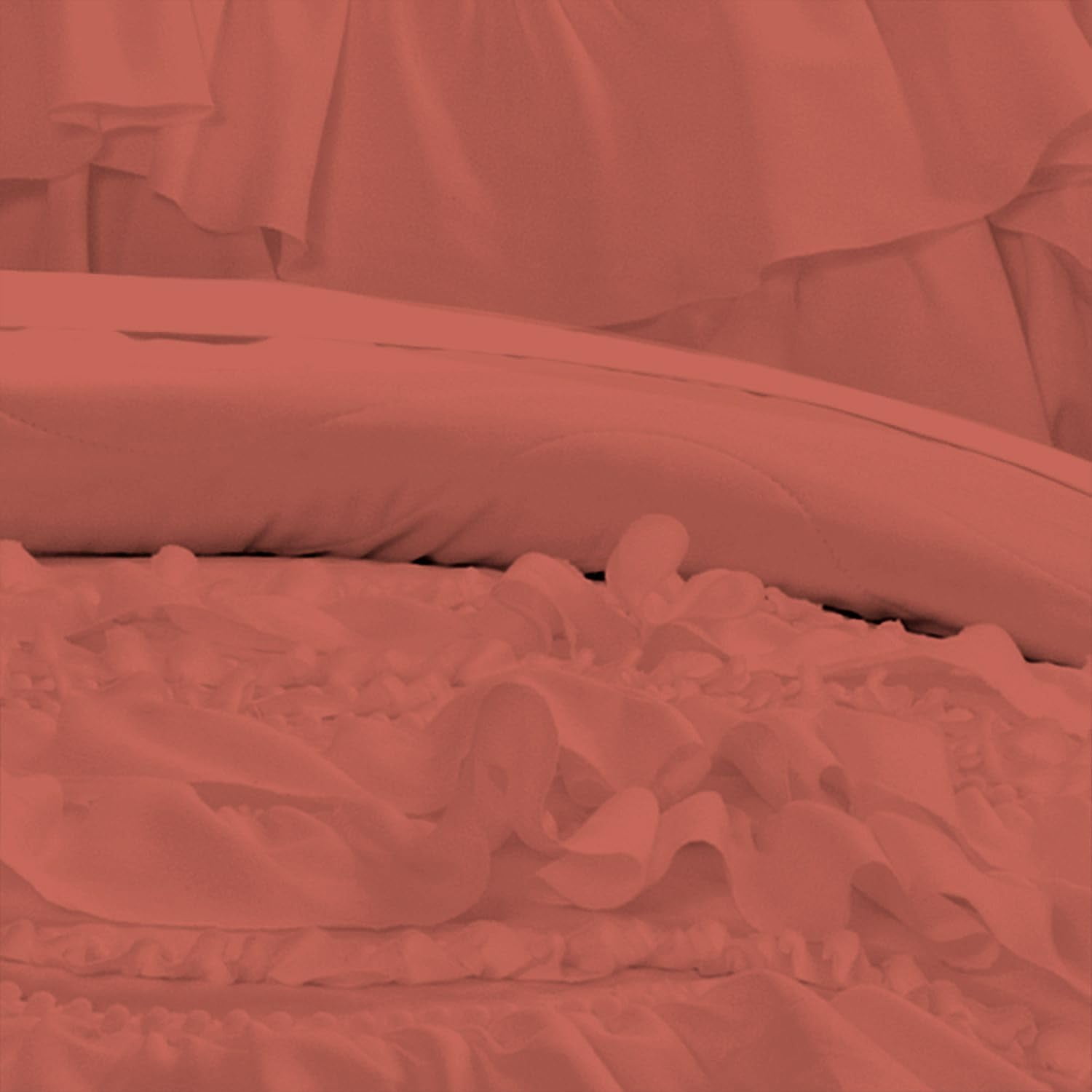 D.N.G. BEDDINGS 800 Thread Counts, 100% Egyptian Cotton, 550 GSM Microfiber filled Quilt Ruffled With Small Pom Pom Textured 1 Piece Twin/TwinXL Size Comforter, Brick Red