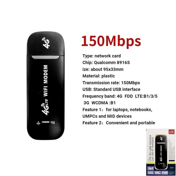 Módem inalámbrico 4G LTE, enrutador WiFi de banda ancha móvil de 150Mbps, tarjeta Sim, adaptador USB, enrutador de bolsillo, adaptador de red