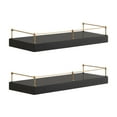 thumbnail image 4 of Kate and Laurel Havina Modern Natural Floating Shelves with Rail, Set of 2, 24 x 8, Black and Gold, Functional Nursery Book Shelves or Bathroom Shelf Decor for Over Toilet Storage and Display, 4 of 8