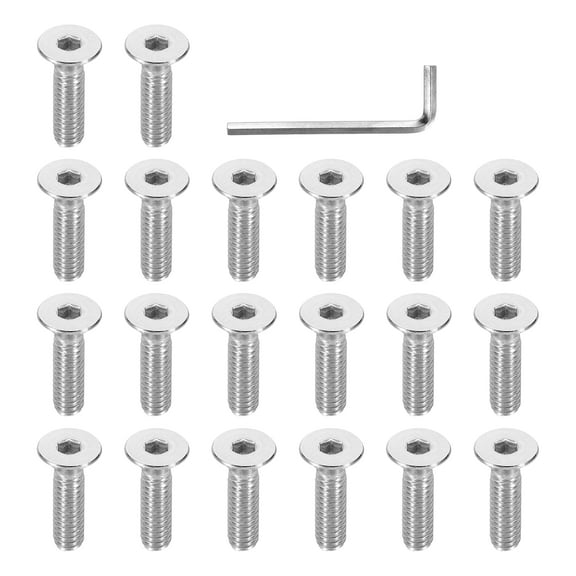 1/4-20 x 1" Flat Head Socket Cap Screws 304 Stainless Steel Machine Screws with Hex Spanner 20 Pcs