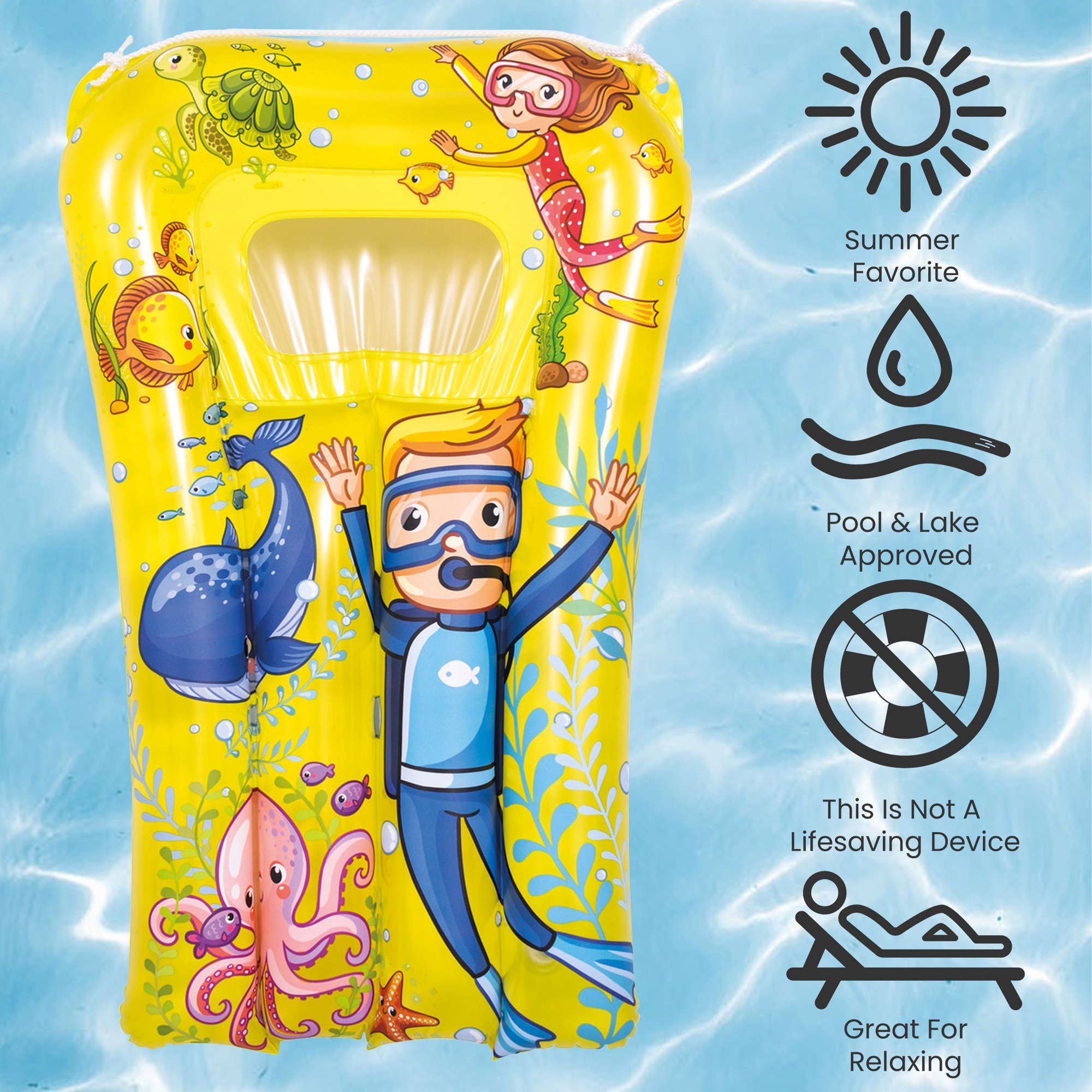 29" Yellow Underwater Sea World Inflatable Kick Board