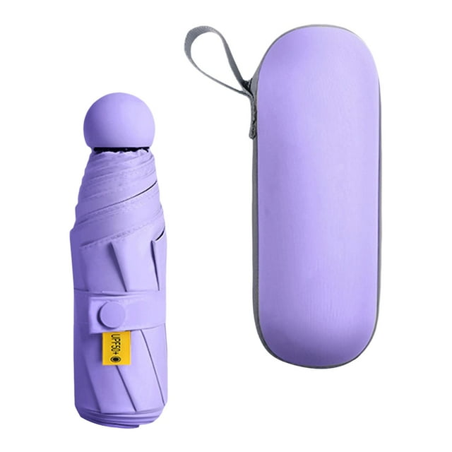 Paraguas de lluvia, paraguas compacto para lluvia, paraguas de viaje resistente al agua para Violeta con Estuche