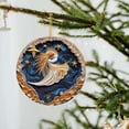 thumbnail image 5 of Linnome Christmas Tree Ornament 3.54 Inch Round Quilled Paper Art Style Hanging Decor, Blue and Golden Swirling Starry Night Design, Luxury Holiday Keepsake for Home Fireplace and Party Decoration, 5 of 7