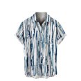 thumbnail image 1 of EQWLJWE Chemise d'Été pour Hommes Chemise Décontractée à Boutons Rayures avec Poche Col Rabattu Manches Courtes Chemise Blouse Manches Courtes Hauts pour Hommes, 1 of 5