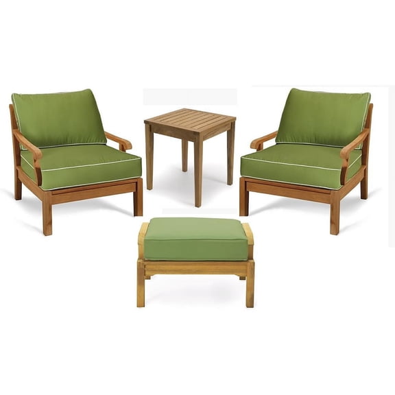 WholesaleTeak Outdoor Patio Grade-A Teak Wood 4 Piece Teak Sofa Chair Set -2 Lounge Chairs, 1 Ottoman and 1 Side Table -Furniture only --Sack Collection #WMSSSK3