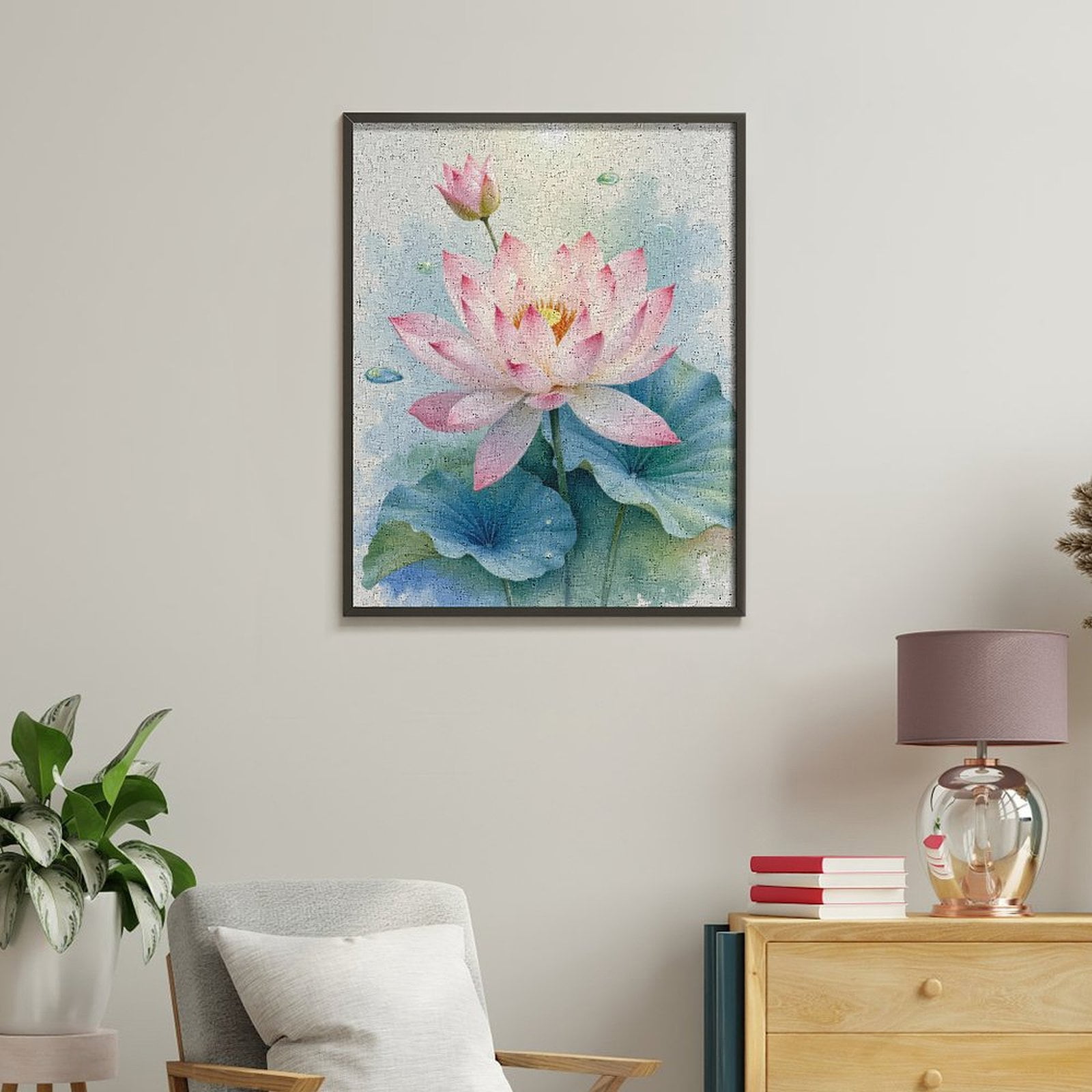 Paint By Numbers Kit for Adults Beginner - Lotus Blossom Serenity Watercolor Art DIY Canvas Painting Kits for Adults, Frameless Paint By Number for Adults for Home Wall Decor 16x20 Inch