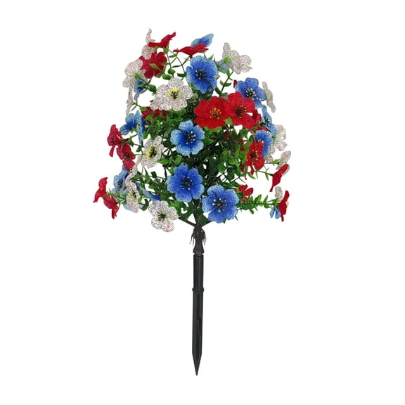 Artificial Flowers For Outdoors, Red White Blue Faux Plants, No Fade Plastic Garden Flowers, Patriotic Porch Decor, Uv Resistant Outdoor Floral Stems For 4th Of July Memorial Day Independence Day
