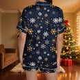 thumbnail image 4 of FDGIU Women's Christmas Pajama Short Set, 2-Piece Short Sleeve Lapel Top & Shorts, Holiday Print Matching Lounge & Sleepwear, 4 of 7