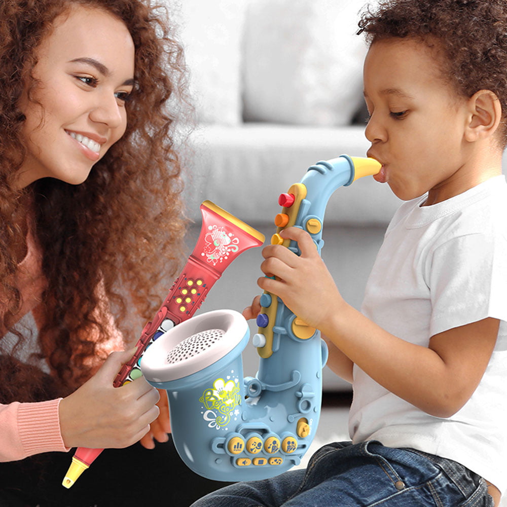 Kids Electric Musical Instrument Toy Cute Sax/Trumpet/Clarinet W/Light Toy Gift