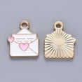 thumbnail image 2 of 10Pcs Alloy Enamel heart Pendants Pearl Pink Envelope with heart Charm Goldenen Pendant Decoration for Women DIY Necklace Bracelet Earring 16x13x1.5mm Hole: 1.8mm, 2 of 2