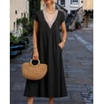 thumbnail image 3 of Vestido midi Zhyaj, túnica holgada de algodón con bolsillos para mujer, 3 of 7