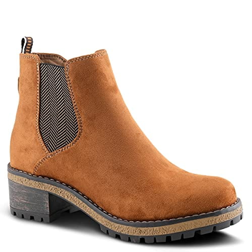 PATRIZIA Smylie Chelsea Inspired Slip On Ankle Boots for Women | Low Heel Booties for Women with Faux Fur Lining and Elastic Gore