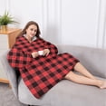 thumbnail image 5 of Oversized Wearable Blanket Hoodie,Red and White Checkered Pattern Sherpa Blanket Hoodie with Super Pockets,Super Warm Fuzzy Pullover for Women & Men, 5 of 6