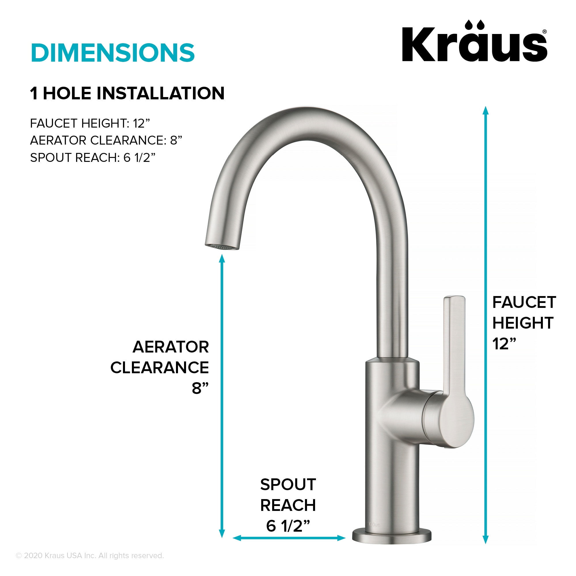 Oletto Single Handle Kitchen Bar Faucet in Spot Free Stainless Steel