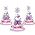 thumbnail image 7 of Big Dot of Happiness Beautiful Butterfly - Cone Happy Birthday Party Hats for Kids and Adults - Set of 8 (Standard Size), 7 of 7