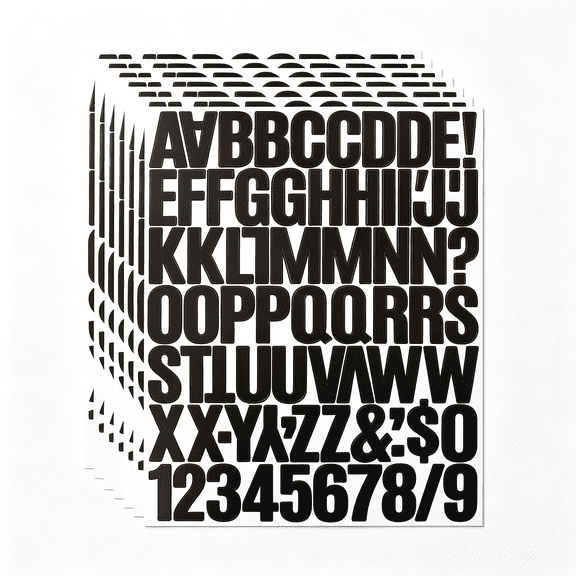 CCOCC 8 Sheets 1.5 Inch Letter Number Stickers,576 Pieces Adhesive Alphabet Sticker Letters Decals for Scrapbooking Mailbox Poster & Notice Board Multi-Pack Alphabet Stickers - Black