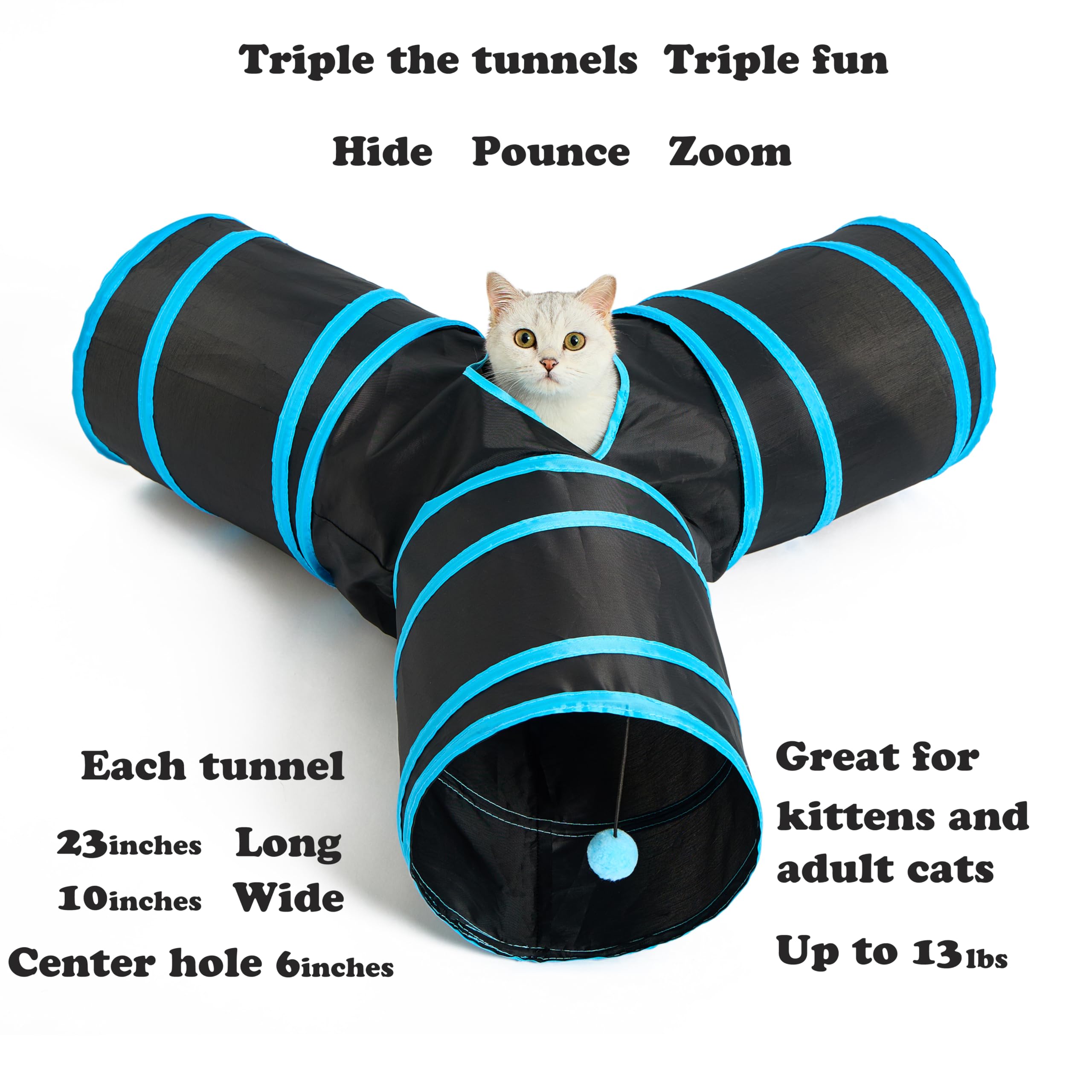 LOOPY CAT Olympic kit 5 Toys in 1 Box Interactive Cat Toy Set - Tunnel, Wand, Suction Wand, Hanging Toy, Spiral Spring Fun Kit for Indoor Cats & Kittens C97