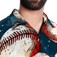 thumbnail image 5 of Baseball Men's Short Sleeve Spread Collar Tops, Casual Button Down Shirts, Printed Summer Beach Shirts, Unisex, 5 of 6