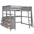 thumbnail image 5 of Full size Loft Bed with Drawers and Desk, Wooden Loft Bed with Shelves - Gray, 5 of 9