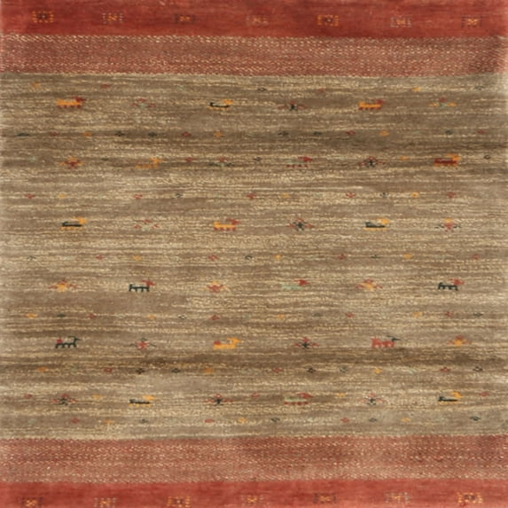 Ahgly Company Machine Washable Indoor Square Contemporary Red Fox Red Area Rugs, 3' Square