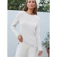 thumbnail image 4 of Womens Casual Long Sleeve Round Neck Shirts Basic Fall and Winter Tops, 4 of 5
