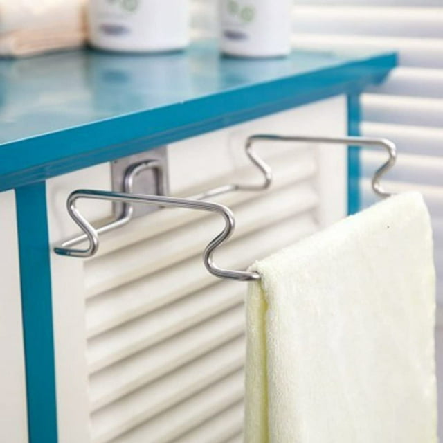 Oleegame 1PC Spoon And Lid Rest Garbage Door Cabinet Rack Shelf Kitchen Hangable Multi-purpose Back Bathroom Products Silver